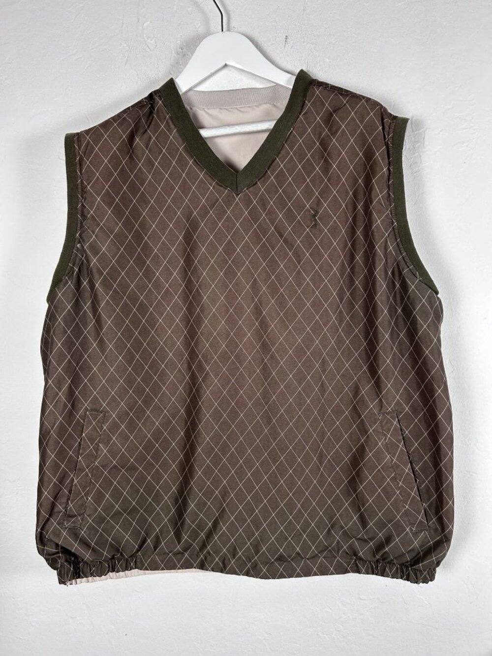 PGA TOUR Pullover Vest Jacket Mens Brown Reversible Windbreaker Golf XL
